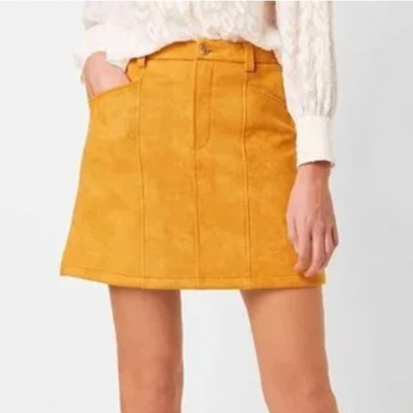 French Connection Faux Suede Lined Casual Mini Skirt Orange 2 - Picture 1 of 11